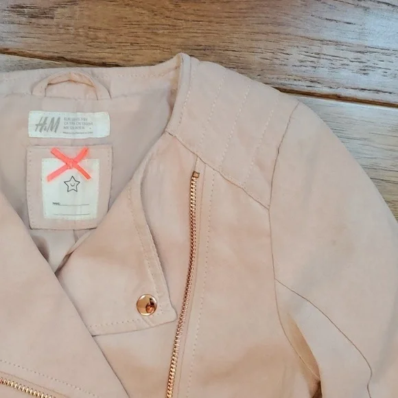 H&M pink faux suede moto jacket - Picture 3 of 6